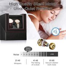 Automatic Double Watch Winder Display Box Rotator Watches Display Case Organizer - Black - View 11