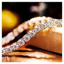 3.0-6.5mm Round Moissamite Necklace - Hip Hop Rock Style, 925 Sterling Silver, Couple Style, Perfect For Engagement, Proposal, Birthday And Anniversary Gifts - 45cm/17.71inch - 查看 7