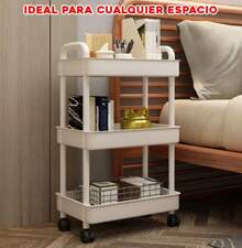 TendenciaCarrito Auxiliar Organizador Almacenamiento Multiusos L263gyCalidad premium - Beis - Ver 2
