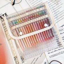 1个透明多层马克笔收纳袋，大容量学生文具整理包，多功能单肩包，适合艺术生，轻便