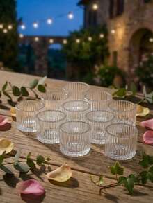 Portavelas de vidrio transparente, portavelas de estilo vintage, portavelas decorativo romántico, adecuado para velas flotantes y velas de té, se puede usar como decoración central, decoración del hogar, regalo para despedida de soltera, regalo de cumpleaños, regalo de Navidad, decoración de mesa para fiesta de boda y regalo - Multicolor - Ver 15