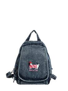 1pc Solid Color Cute Puppy Cartoon Embroidered Denim Fabric Zipper Closure Fashion Casual Messenger Bag/Backpack For Men, Suitable For Daily Commute, Work, School, Outing, Short Trip