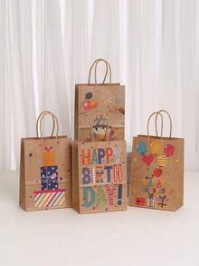 1/5/10/20pcs Kraft Paper Gift Bags With Handles, Birthday Gift Packaging Bags - , Bottom Reinforced - Ideal For Birthday Gifts, Party Favors, Anniversary Surprises - Birthday Party Gift Wrapping, Foldable Shopping Bags, Packaging Bags And Party Bags, Gift Wrapping Supplies, Party Packaging Supplies - Multicolor - View 4
