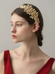 Gold Laurel Leaf Crown, Greek Roman Laurel Leaf Crown Headpiece, Women's Leaf Headband Hair Comb, Bridal Wedding Hair Accessories, Metal - Gold - View 1