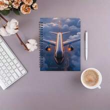 1本航空主题螺旋笔记本 - 大号，50张，100页，优雅的飞机图案封面 - 非常适合飞行员、旅行者、办公人士、学生、日记本 - 航空爱好者的理想礼物，也适合作为学习用品、时尚日记本、装订本、主题文具、日记爱好者、飞机笔记本、飞行员笔记本、符文日记本、国际象棋记谱本、学习用品/笔记本、学校笔记本 - K - 查看 33