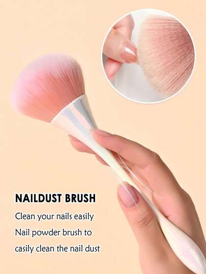 1 st. sminkborste med färgglatt handtag i japansk stil - mjuka borst, lämplig för nagelpuder/rouge och mer