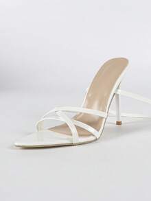 Women's White Pointed Toe Stiletto High Heel Sandals, Elegant For Wedding, Party, Comfortable, Fashionable, Versatile, Luxury High Heels - White - View 7