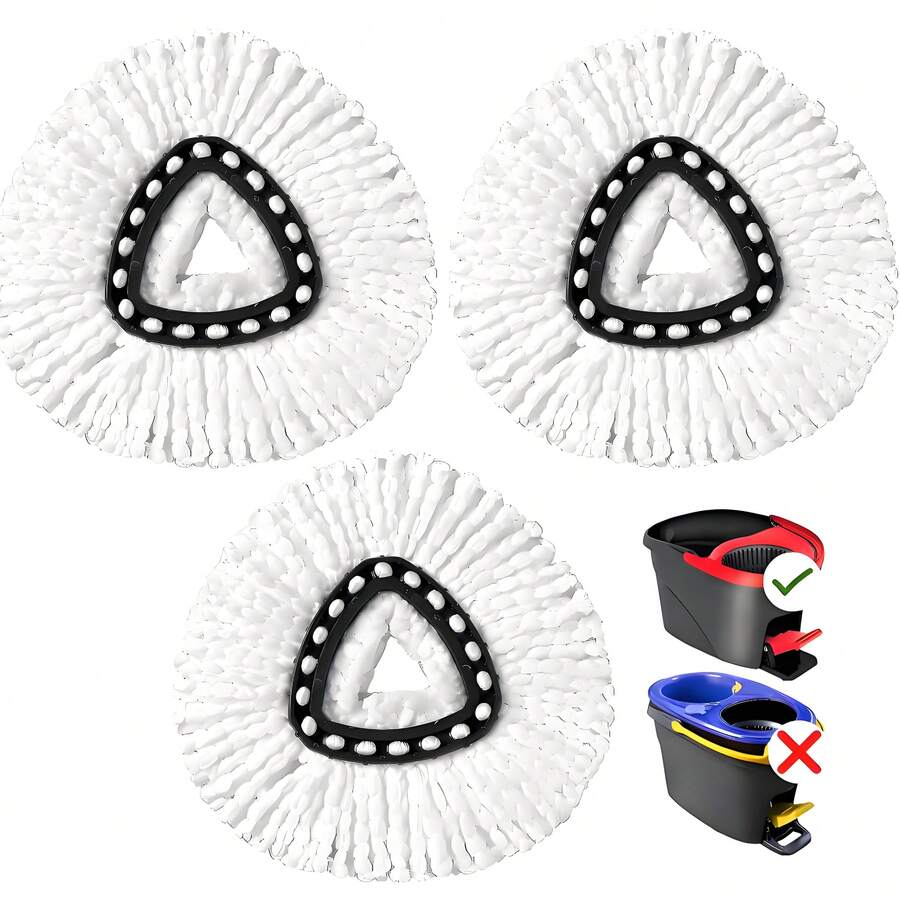 Triangle Cleaning Mop Replacement Head For O-Cedar EasyWring Microfibers Spin Mop Refill, 3 Pack ,White - 白色 - 查看 1