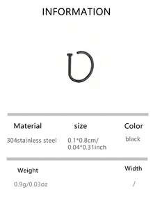 1pc/3pcs/5pcs Stainless Steel D-Shape Fake Nose Ring Jewelry, Piercing Accessory For Men Daily Wear And Parties - Multicolor - View 16