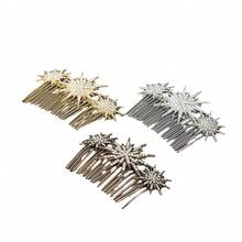 Large And Small Diamond-Studded Starry Sky Vintage Hair Comb Alloy Women's Butterfly Hair Accessory Hair Comb European And American Cross-Border Manufacturer - 銀色 - 查看 5