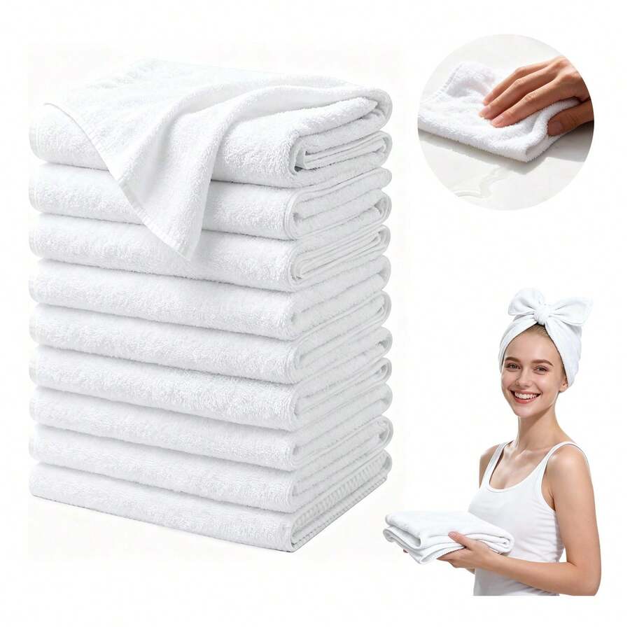 TendenciaPaquete De 15 Toallas De Mano 30x30cm Blanca AlgodónCalidad premium - Blanco - Ver 1