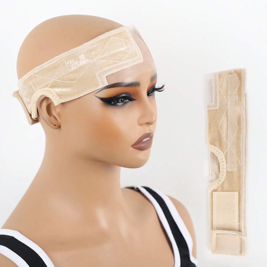 新款假发带，T型蕾丝天鹅绒材质，带硅胶扣，可固定假发，升级版假发固定围巾式头带，可调节式固定扣 - 彩色 - 查看 1