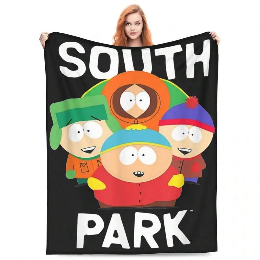 Stylish SOUTHPARKs Gang Cartoon Funny Blanket Super Soft Flannel Comfortable Throw Blanket Machine Washable - White - View 1