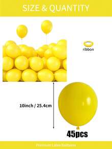 114/70/45/10pcs 18"/12"/10"/5" Matte Yellow Latex Balloon Set, Suitable For Easter, Bridal Shower, Wedding, Sunflower Birthday, Graduation, Christening, Gender Reveal, Spring Party Decor - Yellow - View 10