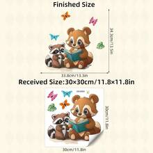 BRUP 1/2 张返校动物阅读角墙贴，可爱婴儿房装饰，可移除卡通狐狸熊狮子贴纸，柔和色彩儿童游戏室墙贴 - 彩色 - 查看 13