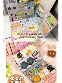 Random Waffle Paper Craft Quiet Book Kit - DIY Food-Making Scrapbook With Materials | Cute Paper Dolls | Stress-Relief Handmade Activity For Leisure & Creative Fun