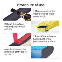 TendenciaTira Retención Agua Silicona Autoadhesivo Barrera Ducha 2mCalidad premium - Negro - Ver 11