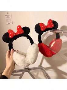 1pc Disney Mickey Mouse Series Cute Plush Winter Ear Muffs, Cartoon Bow Design Warm Earmuffs, Foldable Plush Ear Warmers, Unisex Windproof Warm Adorable Earmuffs, Suitable For Cycling, Windproof, Protective Earmuffs. Winter Earmuffs, Warm Ear Protection, Plush Ear Covers, Women Earmuffs (Random Color)