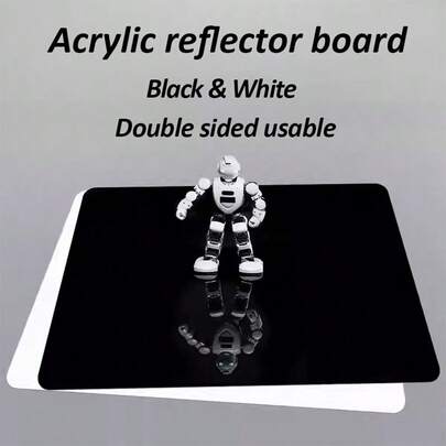 2片装亚克力反光展示板黑白摄影背景拍摄板桌面产品镜面照片背景道具