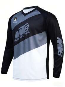 Long Sleeve Cycling Jersey - V-Neck Top For Mountain Biking, Off-Road Motorcycle Racing And Outdoor Sports - Comfortable For All Seasons, Machine Washable, Rider Gear, All-Weather Outdoor Apparel, Fashionable Sports Design - White - View 4