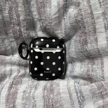 Minimalist Black Polka Dot + Hanging Ring Earphone Case Compatible With AirPods4/AirPodsPro3/AirPodsPro2/AirPods2, Minimalist & Fashionable Earphone Case For Women, Apple Earphone Case/Cover - Black - View 9
