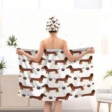 1/2 piezas Conjunto de bata de baño, bata de baño y toalla para el cabello con estampado de salchicha, alta absorción, cómodo para uso doméstico, conjunto sexy de bata de baño y toalla para el cabello, decoración de baño - Multicolor - Ver 5