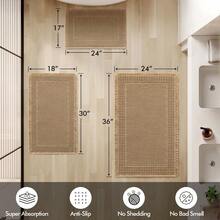 Alfombras de baño estilo gofre, estilo bohemio, antideslizantes, lavables, superabsorbentes, con base de goma ultrasuave para suelo, bañera y ducha, color marrón, 45 x 76 cm - Marrón - Ver 9