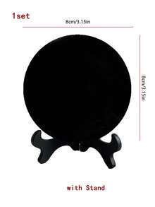 1 Set Crystal Obsidian Scrying Mirror, Round Feng Shui Mirror With Stand, Suitable For Divination, Meditation, Healing, Feng Shui - Black - View 13