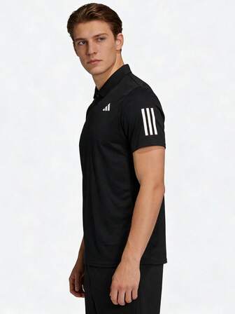 Adidas Camisa polo masculina de manga curta, preta, simples, respirável e confortável, ideal para atividades ao ar livre. Camisa casual de manga curta, IS2294.