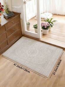 1pc White Bohemian Style Living Room Rug, Suitable For Kitchen, Dining Room, Bedroom, Room Holiday Decor, Indoor/Outdoor, Office, Lobby, Non-Slip Door Mat, Bathroom Rug, Hallway, Study Gaming Area Rug. - White - View 16