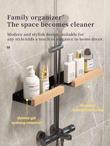 1pc Bathroom Shower Caddy, Wall Mounted Shower Storage Rack, Organizer For Shampoo, Conditioner, Soap, Bathroom Accessories - Multicolor - View 1