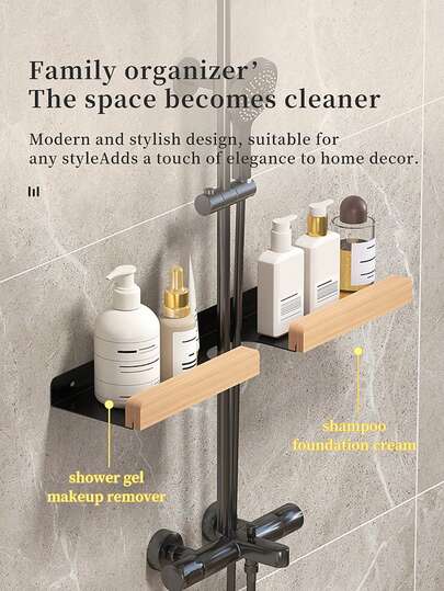 1pc Bathroom Shower Caddy, Wall Mounted Shower Storage Rack, Organizer For Shampoo, Conditioner, Soap, Bathroom Accessories