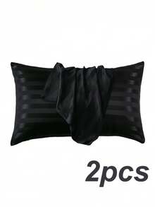 1/2 Pcs Luxury Satin Striped Pillowcase, Super Soft Polyester Envelope Style Pillow Cover, Machine Washable, 80-85 GSM, Cool And Comfortable Feel, Gentle On Hair And Skin, Hotel Quality Bedding Protector, Suitable As A Secret Santa Gift, Valentine's Day Gift, Christmas Gift, Personalized Gift Or Holiday Present For Her - Multicolor - View 11