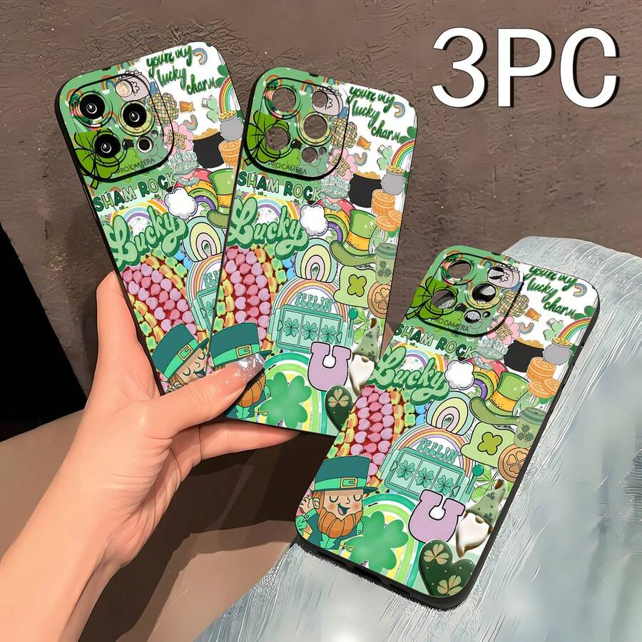 Funda para teléfono con espejo de trébol de la suerte y arcoíris. También funciona como espejo y es compatible con 17, 16 Pro Max, 15 Pro Max, 13 y 12. Fabricada en TPU, ofrece protección contra golpes y caídas. Es el regalo perfecto para familiares, amigos, celebraciones del Día de San Patricio, parejas y cualquier ocasión especial como cumpleaños, festividades o simplemente para compartir suerte. - Negro - Ver 1