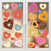 1 Set Heart & Donut Scene Stickers, Removable Decals For Bedroom, Windows, Kids Room, Home Decor, Suitable For Valentine's Day, Wedding, Birthday - Multicolor - View 10