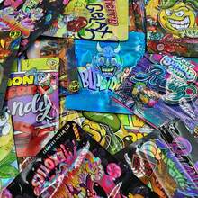 20/50/100pcs Self-Sealing Polyester Bags With Transparent Window - Odor-Proof Resealable Zipper Lock, Reusable Plastic Bags For Candy, Sweets, Gummies, Chocolate Storage - Colorful Cartoon Patterns, Bulk Packaging Suitable For Party, Gifts, Retail - Color - View 1