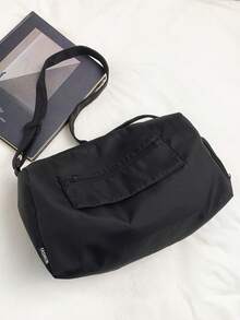 Large Capacity Nylon Short Trip Duffel Bag, Gym Bag, Yoga Bag, Student Back To School Luggage Bag, Unisex - Black - View 9