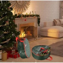 Tendencia2 Pcs Bolsa Organizadora Para Guardar Coronas Navideñas AsasCalidad premium - Verde - Ver 11