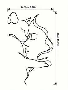 1pc Abstract Minimalist Line Art Cat Metal Iron Creative Minimalist Human Figure Decor - For Cat Lovers