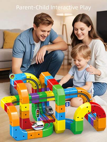 电动火车套装，灵活赛道轨道玩具，可搭建反重力3D嵌入式轨道布局和电动小车，适合4-8岁儿童的益智玩具火车套装，电动火车套装轨道立方体，磁性单轨火车玩具，玩具车，儿童玩具，赛道汽车玩具，遥控汽车轨道，赛道火车轨道