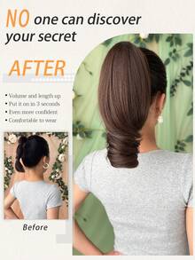 Tóc giả đuôi ngựa dài 10 inch, màu nâu, kiểu gợn sóng, làm từ sợi tổng hợp chịu nhiệt, phù hợp cho phụ nữ dự tiệc và sử dụng hàng ngày. - màu nâu - Xem 4