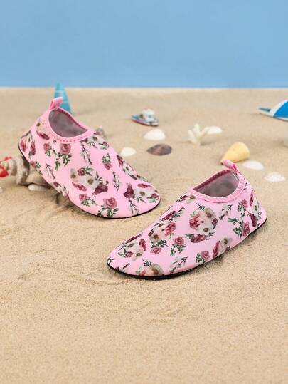 1 par de zapatos cómodos, de moda, casuales, ligeros y lindos con diseño de rosa de dibujos animados para niñas, para exteriores, playa y caminar en el agua, color rosa