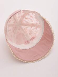 1pc Baby Sun Hat, Thin Fabric, Princess Style, Suitable For Outdoor, Fits 6-24 Months, Spring/Autumn - Bow-tie Wide-brimmed Hat - View 9