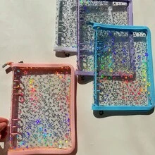 A5 Colorful Star-Shaped Zipper Binder, Can Be Used As File Folder, Stamp Book, Sticker Book, Pencil Case, Also Suitable For Photo Album, Savings Plan, Diary, File Organization, Budget Binder, Planner, Planner Inserts, Made Of PVC Material - Multicolor - View 10