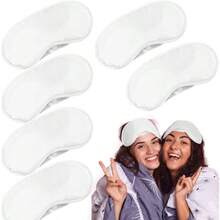 6 Pack Blindfold Eye Cover Sleep Party Games Travel Sleep Build Party Supply With Adjustable Strap Women Men, White - Màu trắng + 1 chiếc (Gói 6 chiếc) - Xem 1
