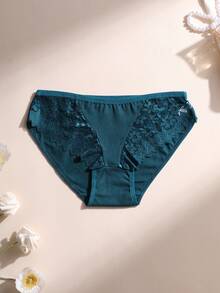 6条装女士纯棉内裤，性感蕾丝拼接，低腰无痕，柔软舒适透气，适合瑜伽、运动和日常穿着。 - 彩色 - 查看 7