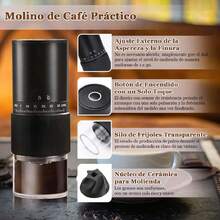Molinillo de Café Eléctrico, 1000mAh Moledor de Granos 30 Nivel de Molienda Ajustable con Núcleo de Molienda Cerámica, Molino Carga USB, Depósito 25g para Cafe Italiano Moka Pot Cafetera Frío Especias,37564261 - Tipo de Enchufe A Japonés (100V) - Ver 6