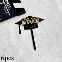 1pc/3pcs/6pcs Gold & Black 2026 Graduation Cake Topper, Suitable For Graduation Theme Party DIY Cake & Dessert Decorations - Multicolor - View 21