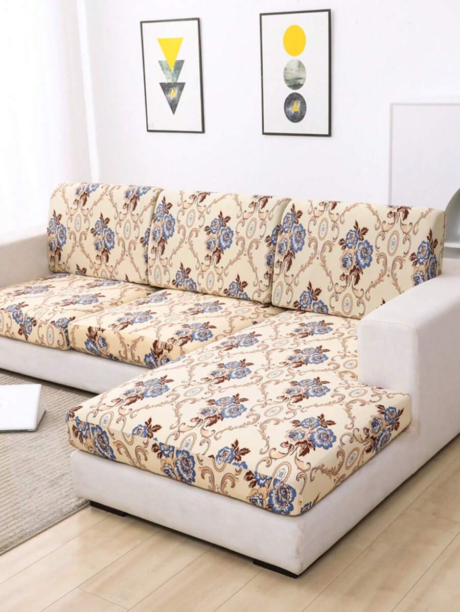 1 pieza Funda de cojín de sofá de tela de seda de leche con estampado, funda de sofá, fundas de sofá, funda de sofá en forma de L, funda de sofá de 3 plazas, fundas de cojín grandes, funda de cojín grande, sofá, mantas para sofá - color café - Ver 1