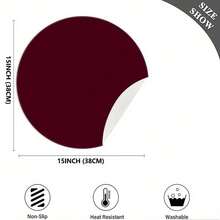 4-Piece Round Placemats, 15x15inch , Burgundy Solid Color Background, Flat Style, Non-Slip Heat-Resistant, Suitable For Dining And Party Decoration Poku4312,Kitchen Essentials,Valentine's Day,Valentine's Day,Valentines,Valentines Day,Wedding Decor - 彩色 - 查看 3